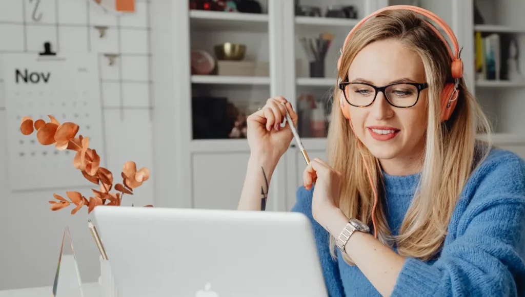 Woman using a laptop