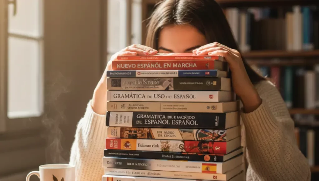 A stack of textbooks