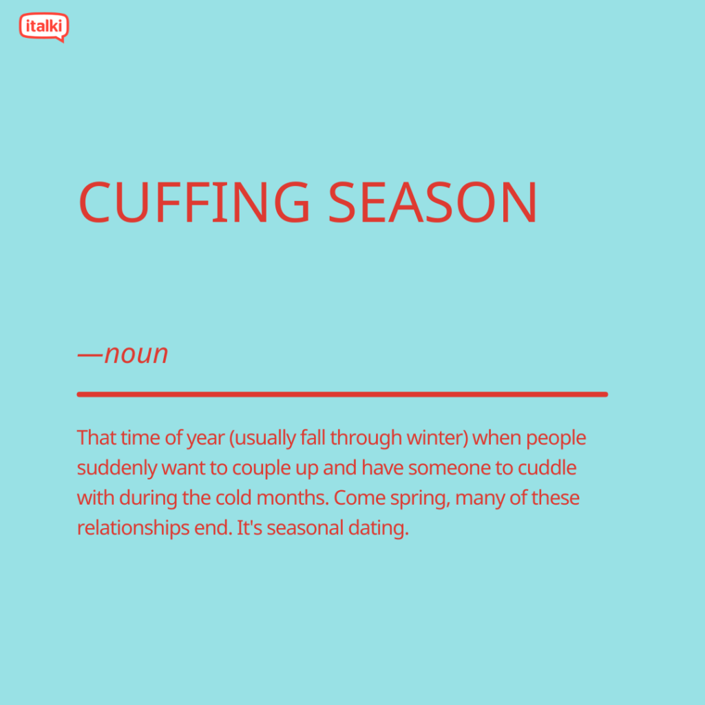 Cuffing season vocabulary card
