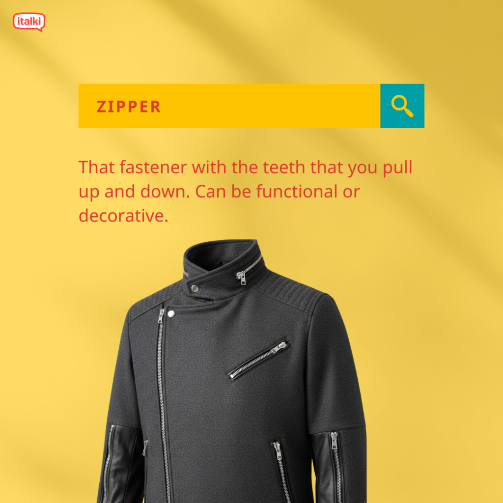 Zipper definition card