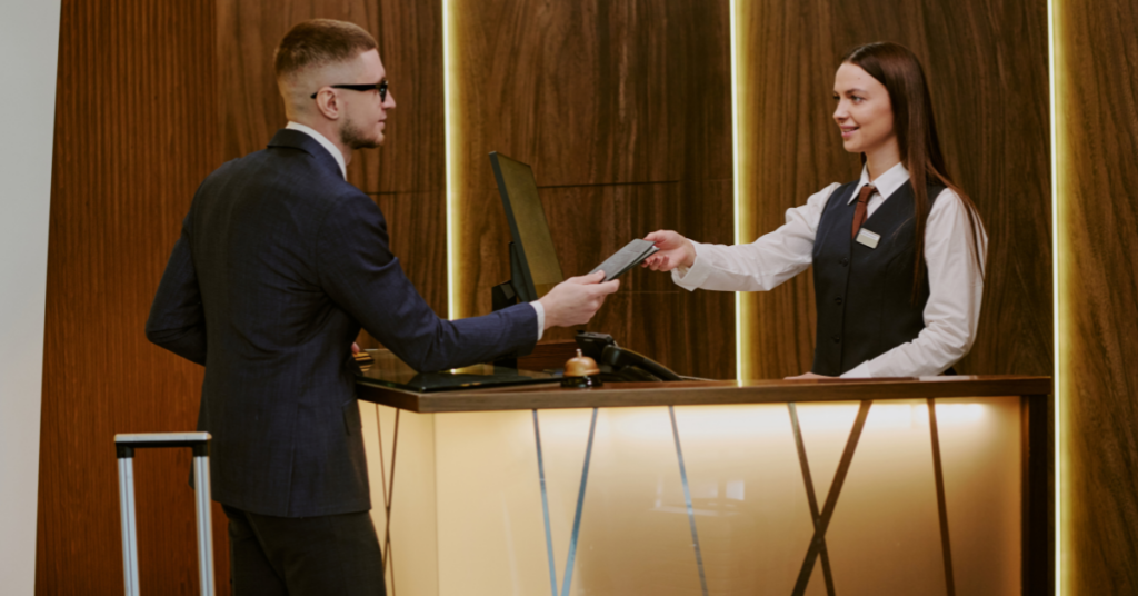 Man checking in a hotel