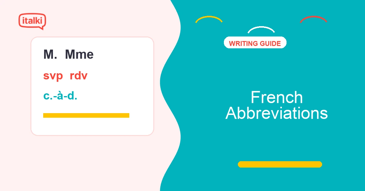 French abbreviations featured image with texting and formal writing notes